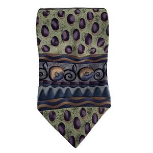 Jerry Garcia Designer Silk Tie - Geometric Pattern Multicolor Vintage